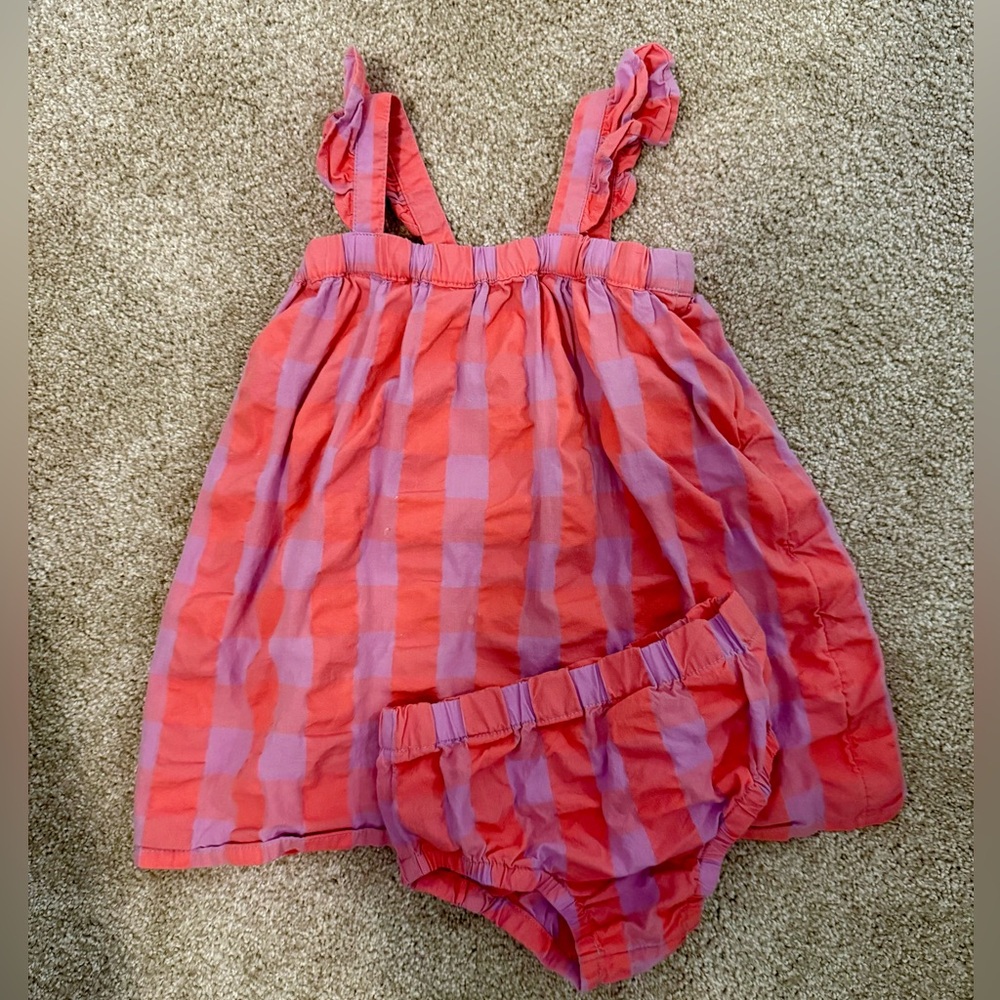 Hanna Anderson Baby 18-24 month pink and purple dress + bloomer set